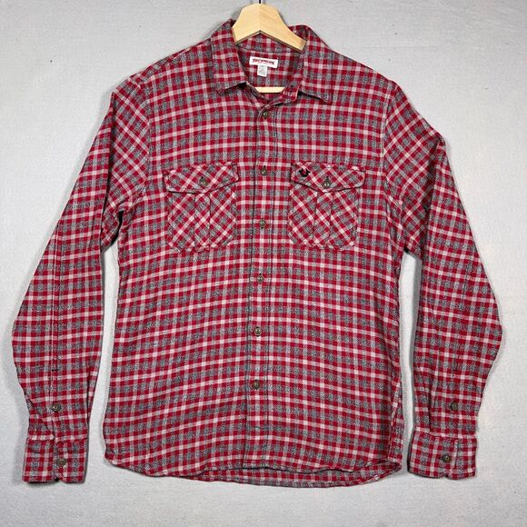 True Religion Flannel Shirt Men Small Red Plaid / Gray Board‎ Shirt Work Fall - Picture 1 of 12
